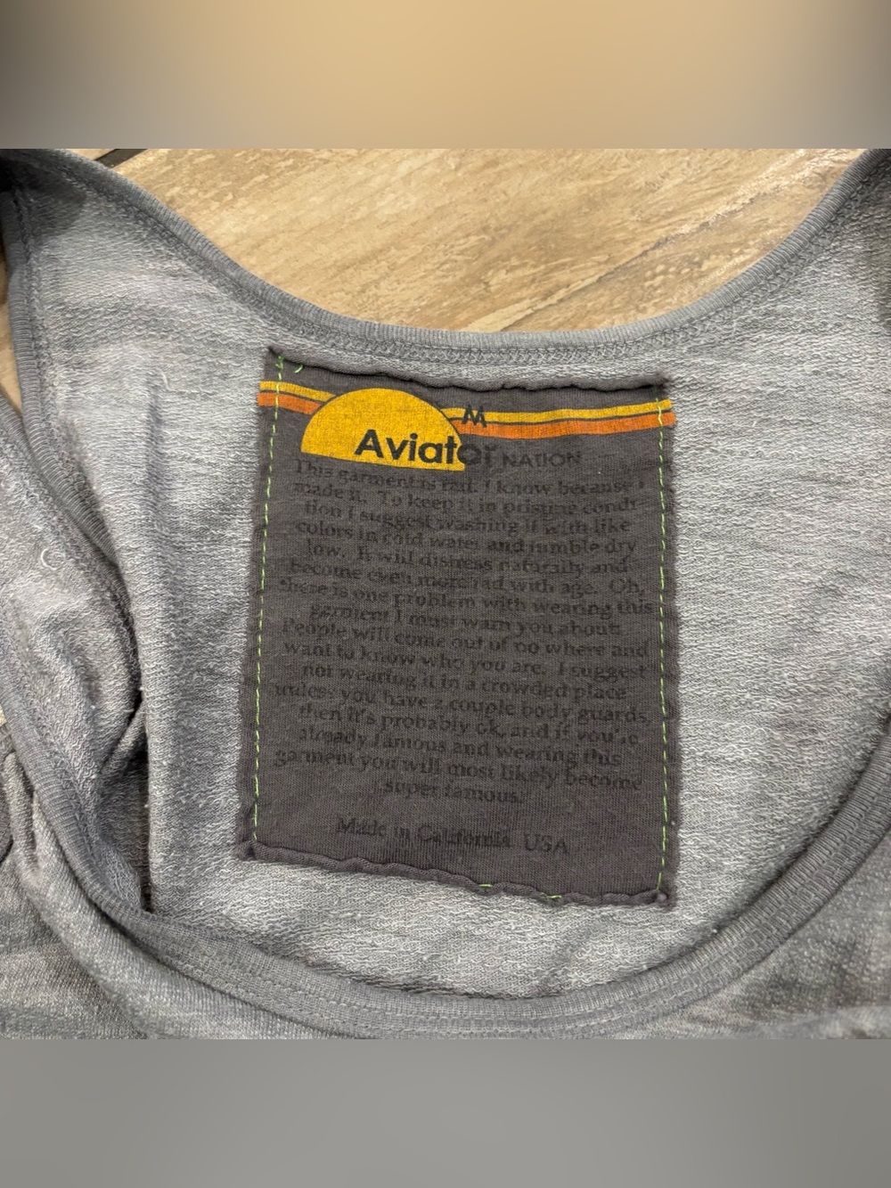 Aviator Nation Gray Tank Top Size Medium Cotton Modal Blend Summer Beach Lake - Picture 6 of 6